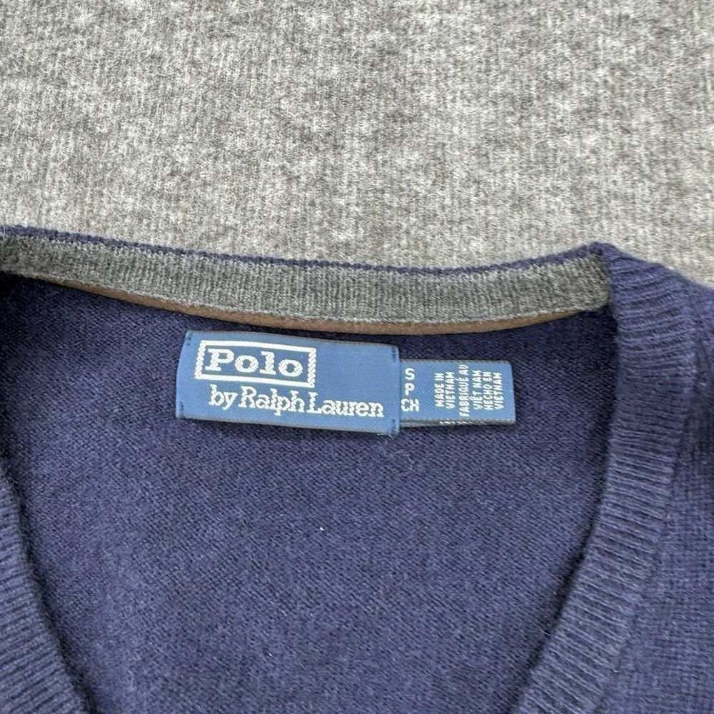Vintage Polo‎ Ralph Lauren Sweater Mens Small Gray V Neck